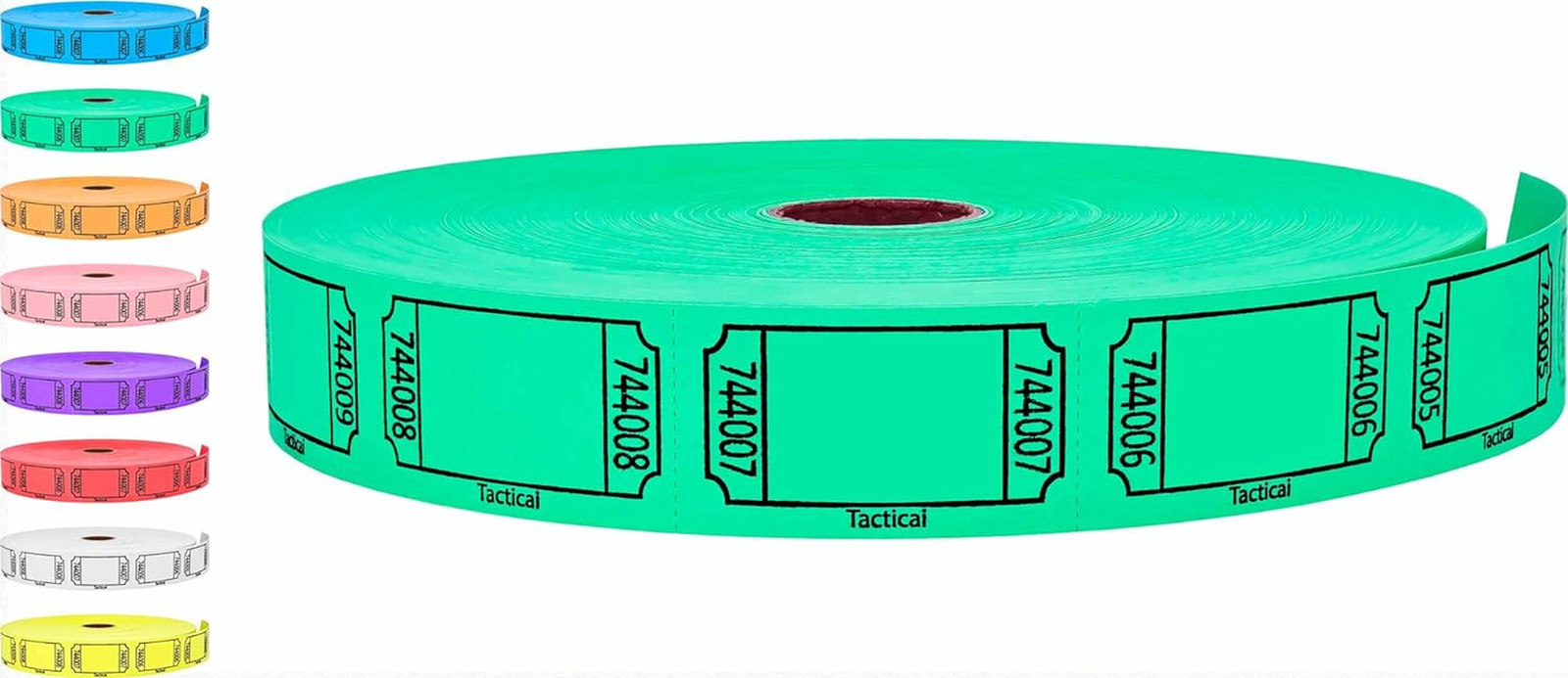 2000 Raffle Tickets, Blank, Green (1 of 8 Colors), Single Roll, Ticket for Event