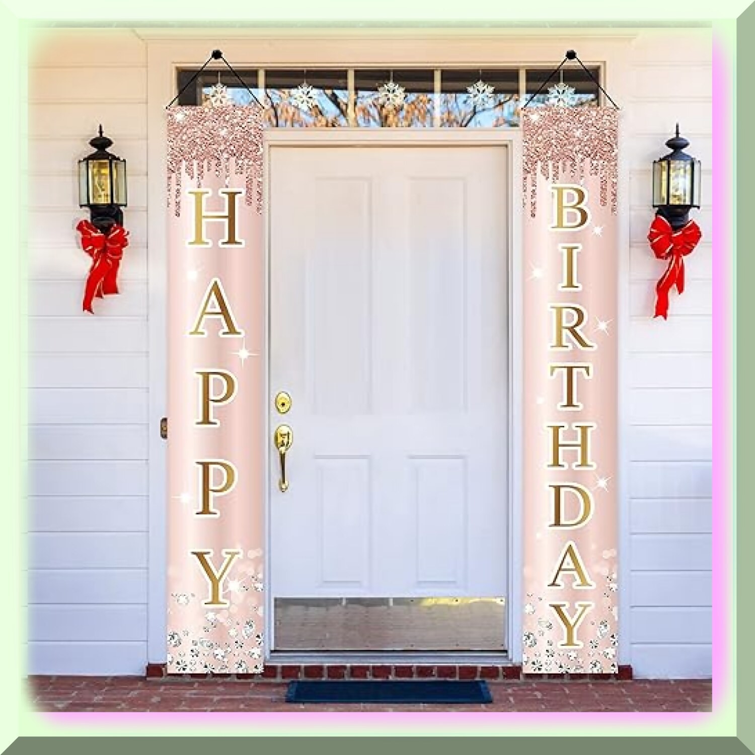 Rose Gold Birthday Door Banner Set 71×12 inches