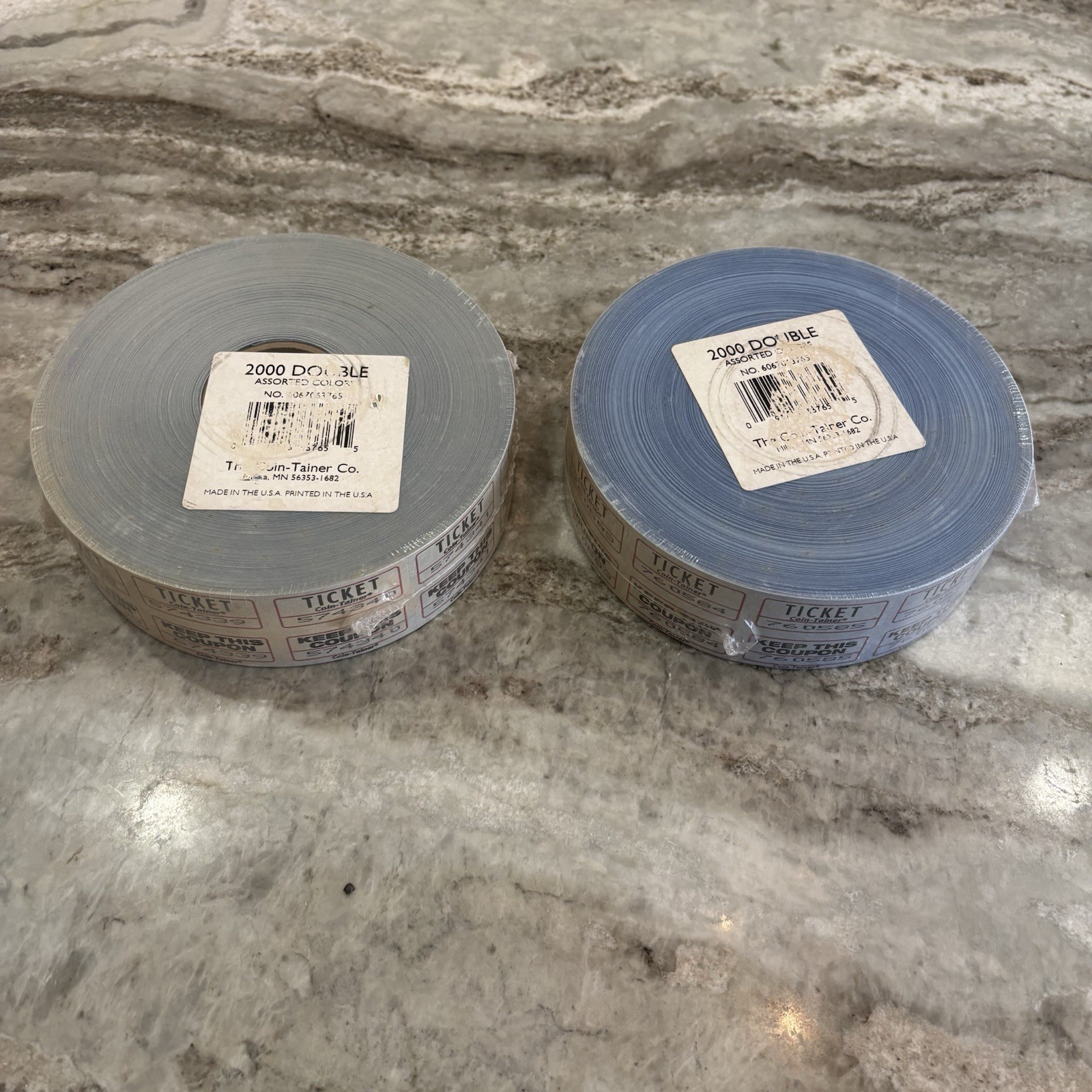 2 Rolls Raffle Tickets Double Roll Events, Carnivals 2000 Ticket Count Per Roll