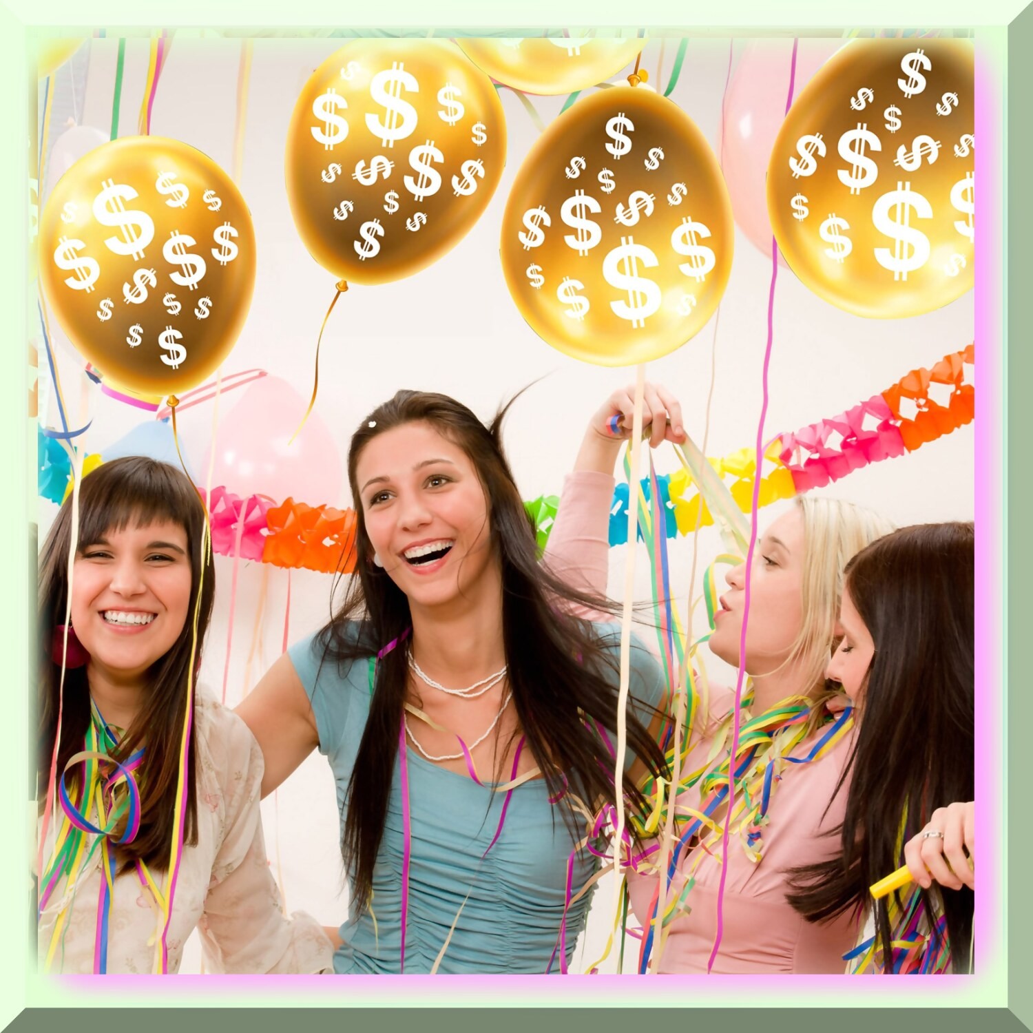 Money Theme Event Decoration Kit with Balloons Banner and Crown