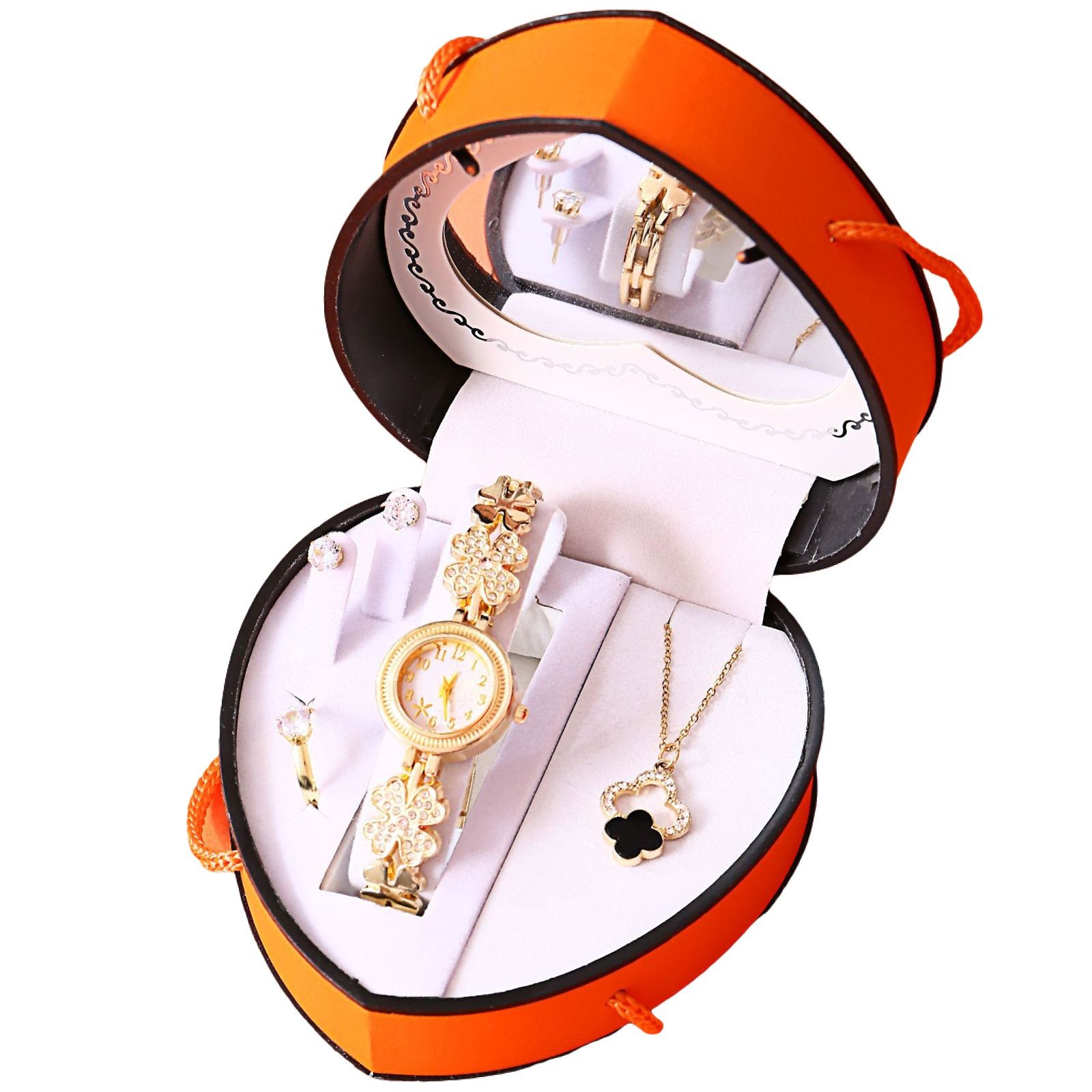 Women’s Watch & Jewelry Set Elegant Necklace Earrings Ring For Valentine’s Day