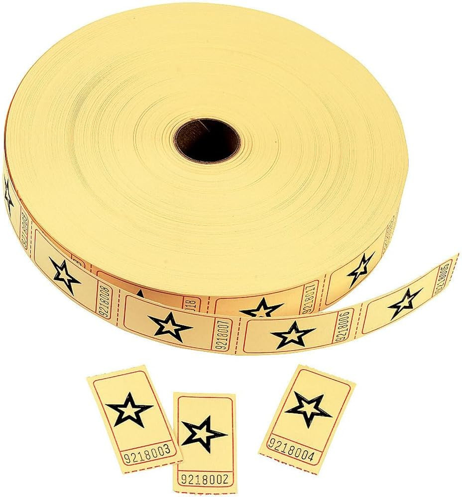 Star Single Roll Tickets (2000 Tickets per Roll) Party Supplies – Carnival, Chur