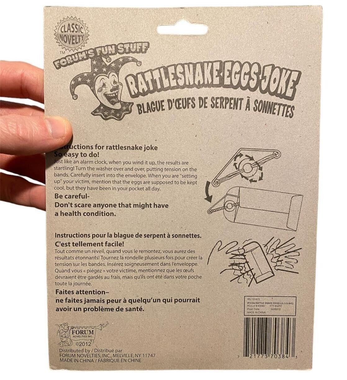 1 RATTLESNAKE EGGS JOKE Envelope – GIFT GIVING RETAIL PACK – Trick Prank Gag
