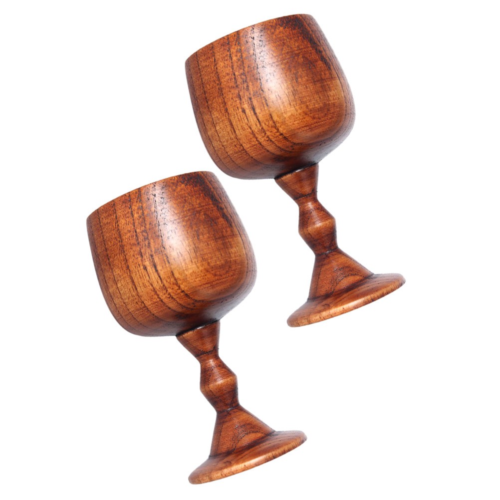 2 Pcs Wooden Wine Cup Highball Glasses Small Goblet Whiskey Tumbler