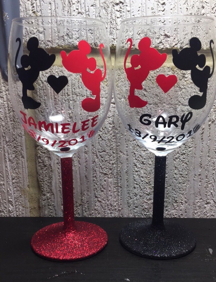 Personalised Character Glasses, Disney, Anniversary, Wedding, Gift