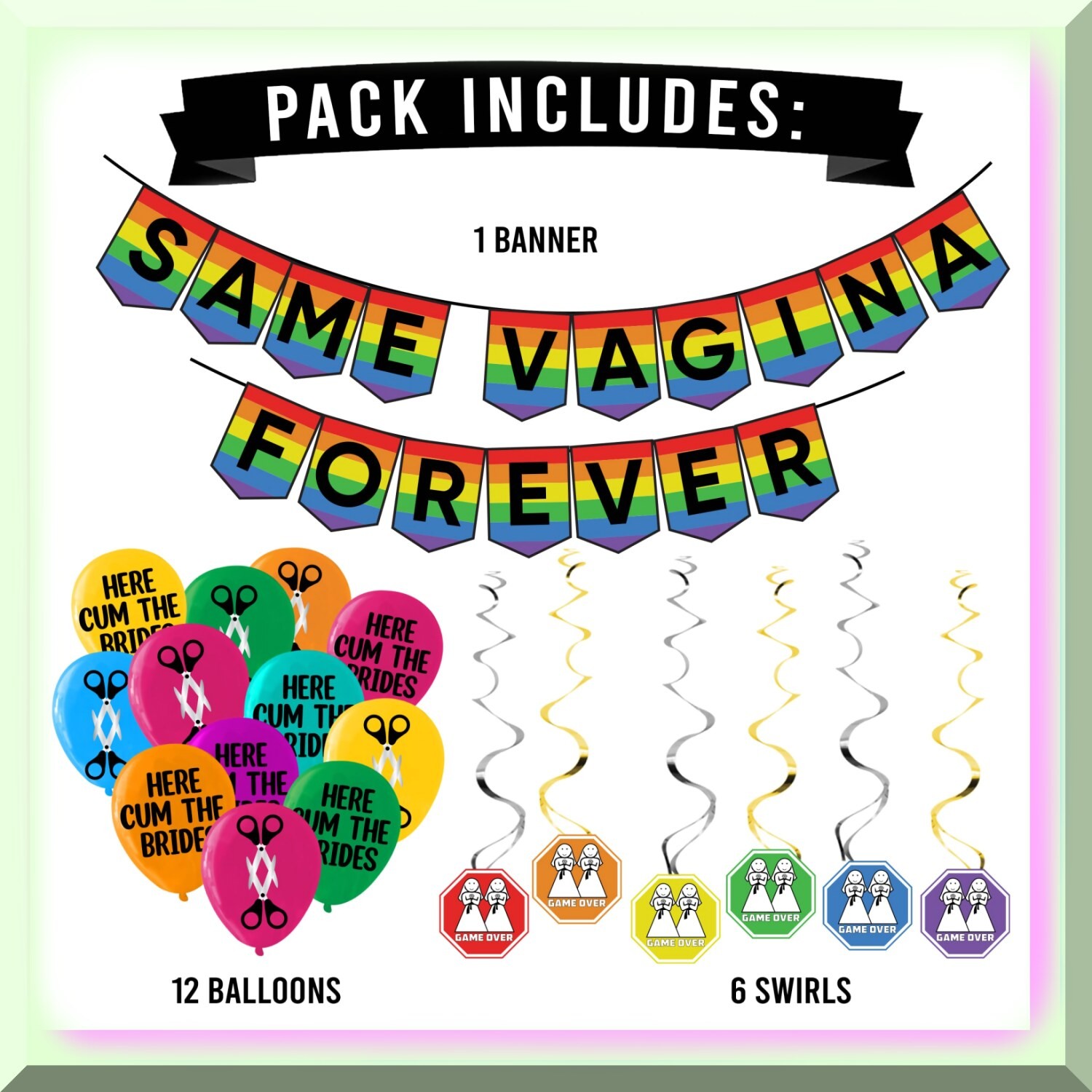Rainbow Bachelorette Party Decorations Set