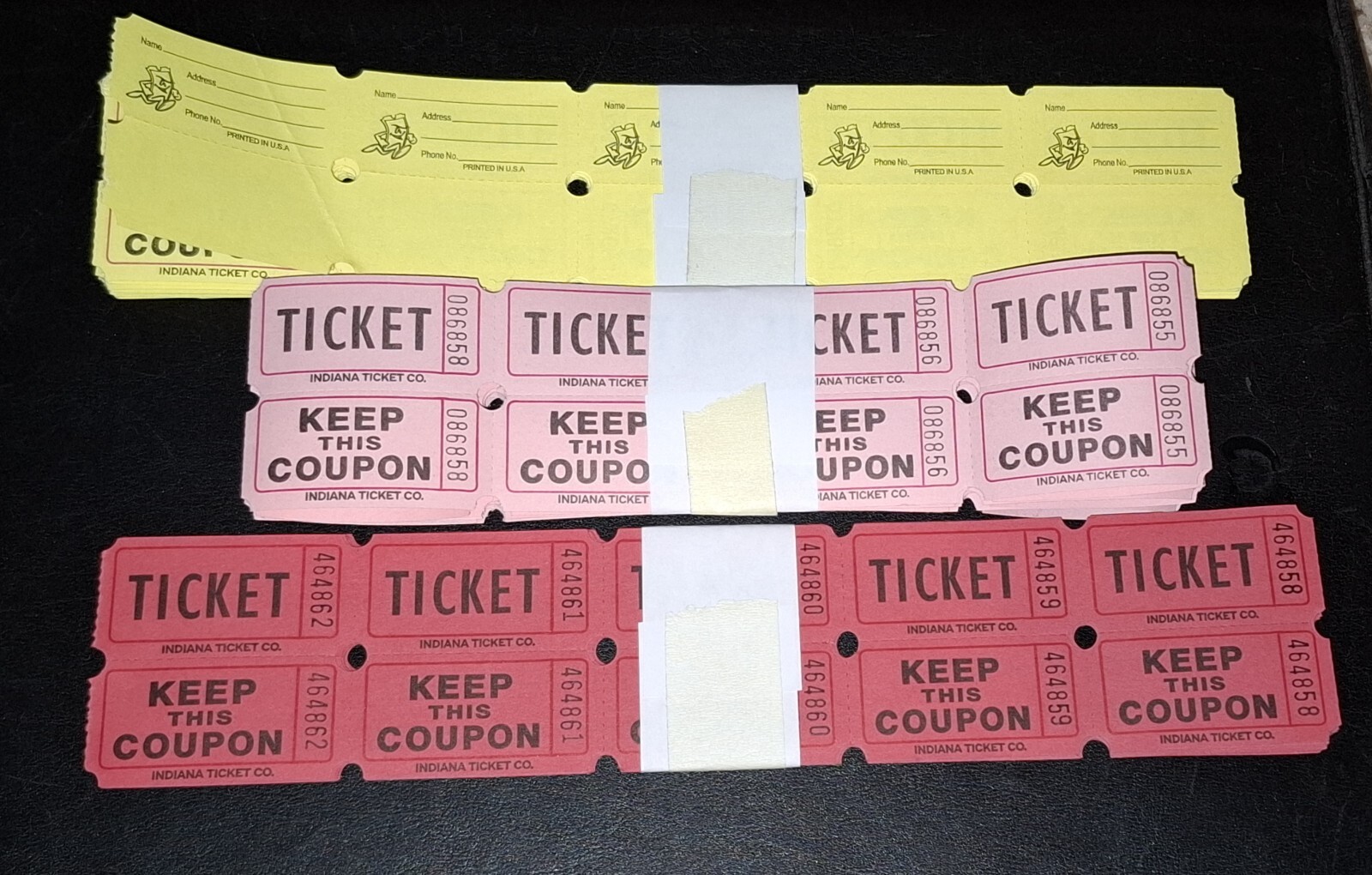 Raffle Tickets Double Stub Split the Pot 50/50 Carnival Fund Raiser Events FreeS