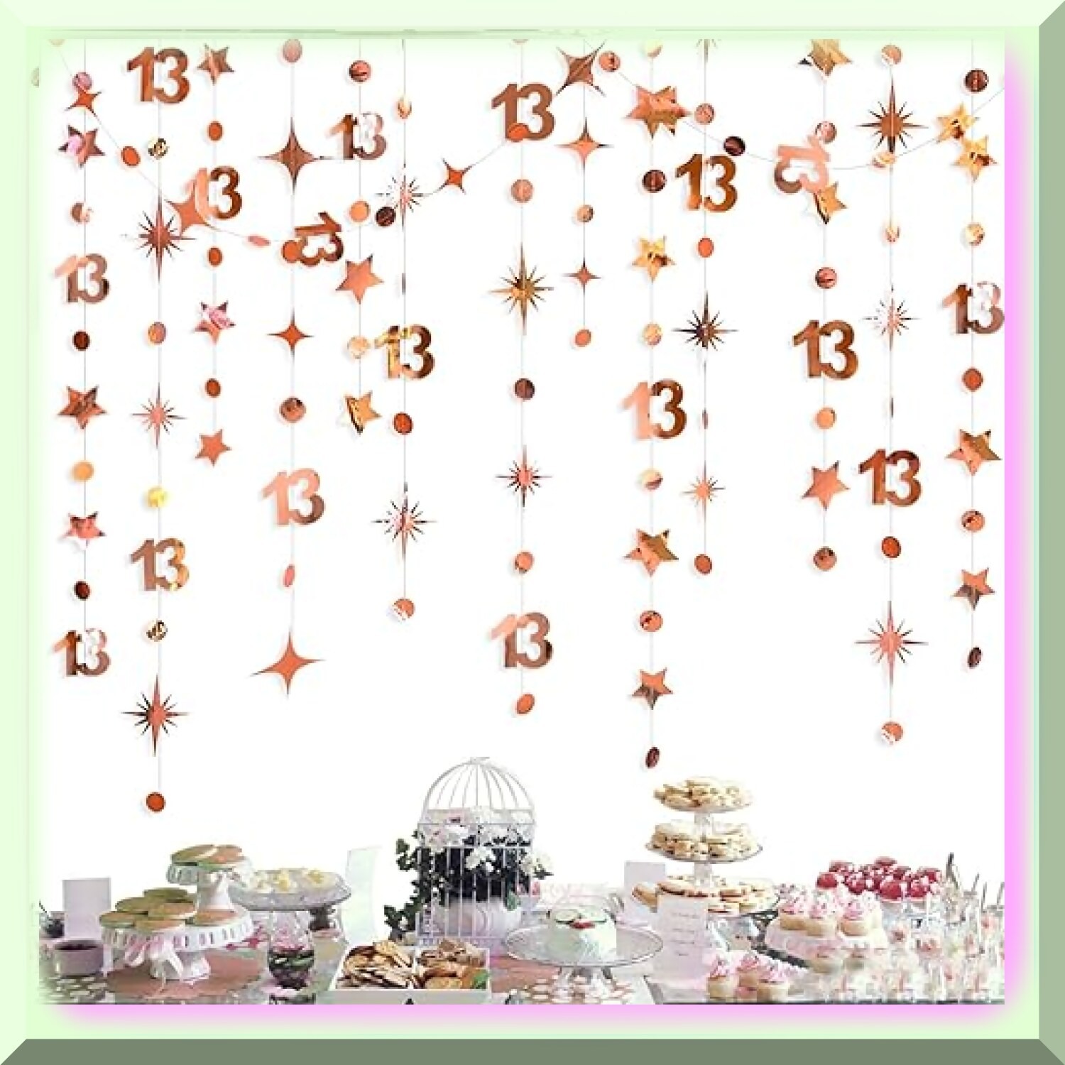13th Birthday Party Kit with Rose Gold Decorations
