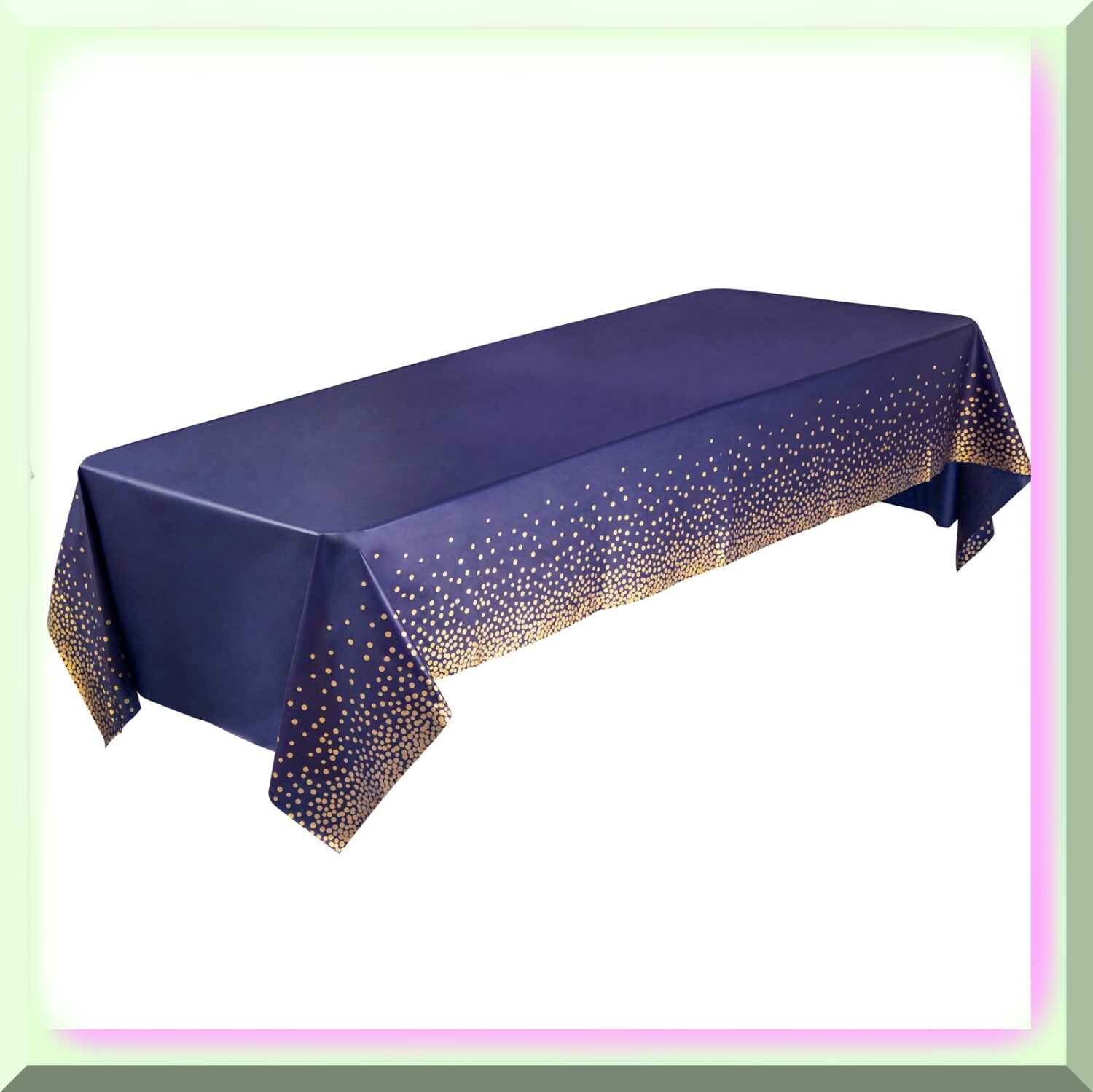 Navy and Gold Disposable Rectangle Tablecloth Set