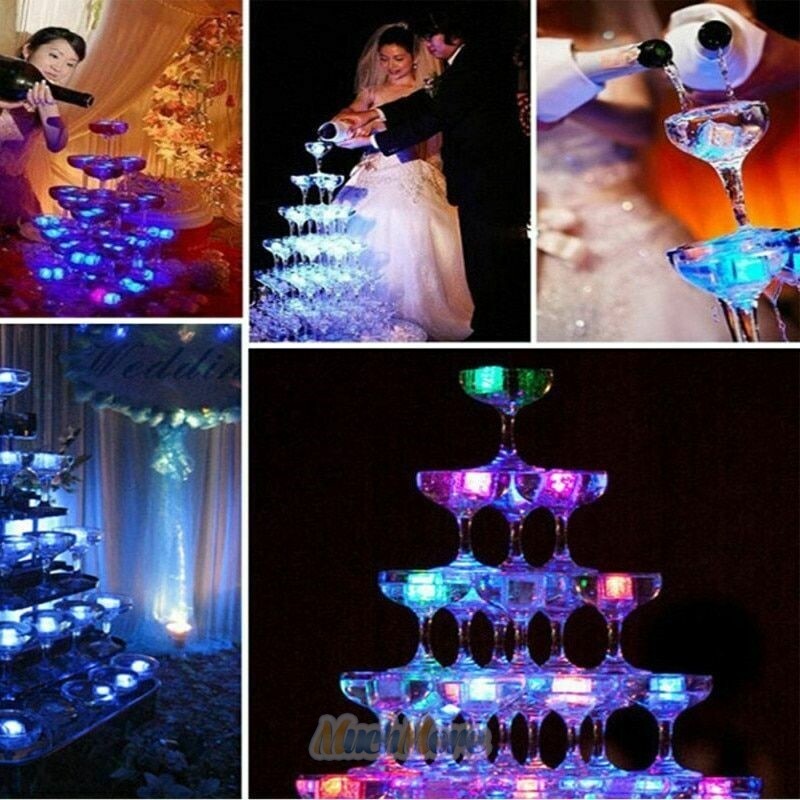 MUCH 4-24PCS Waterproof LED Light Up Ice Cubes for Drinks Rainbow Color Flashing