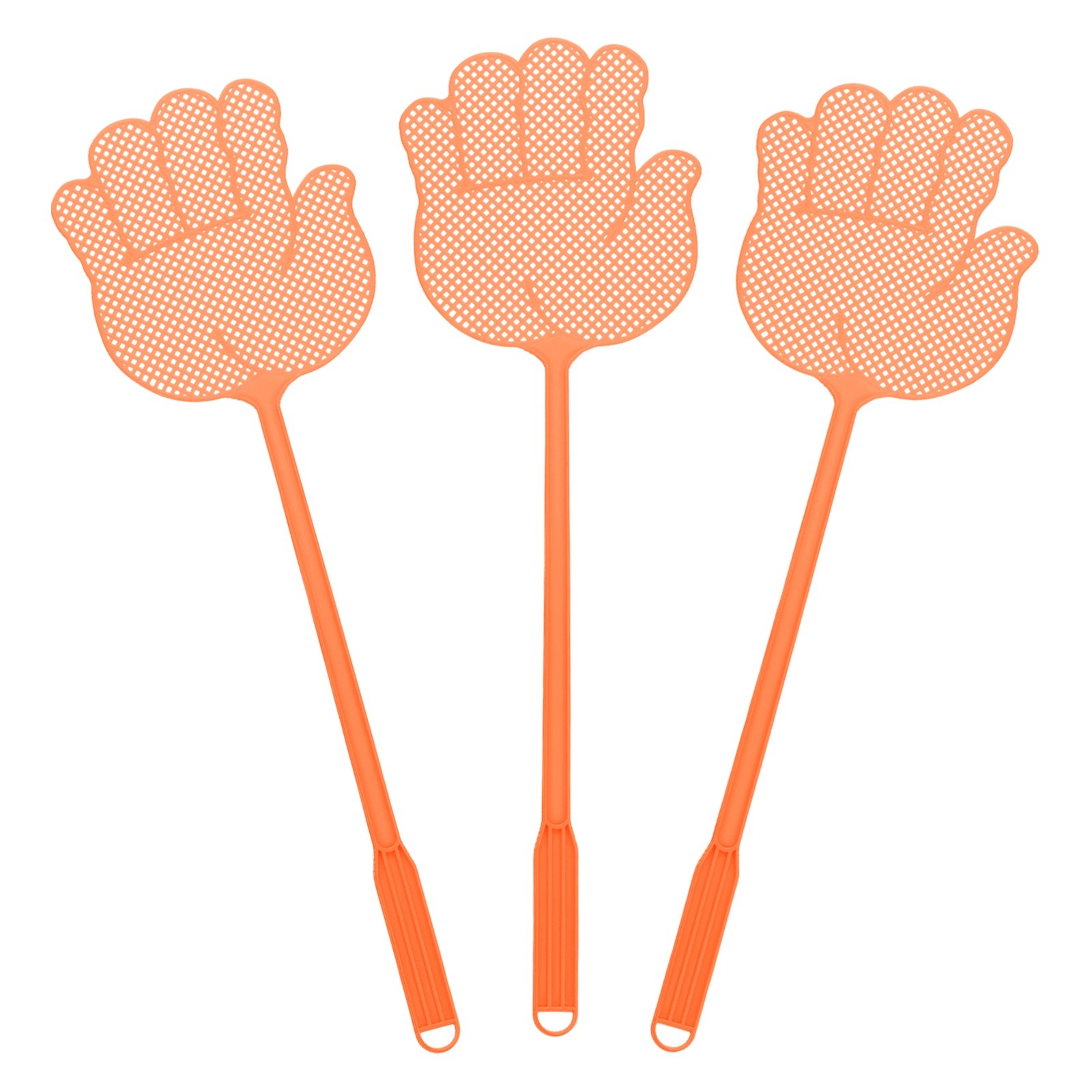 3pcs for Fly Swatter 6″x5.7″ Heavy Duty Plastic with Long Handle Orange