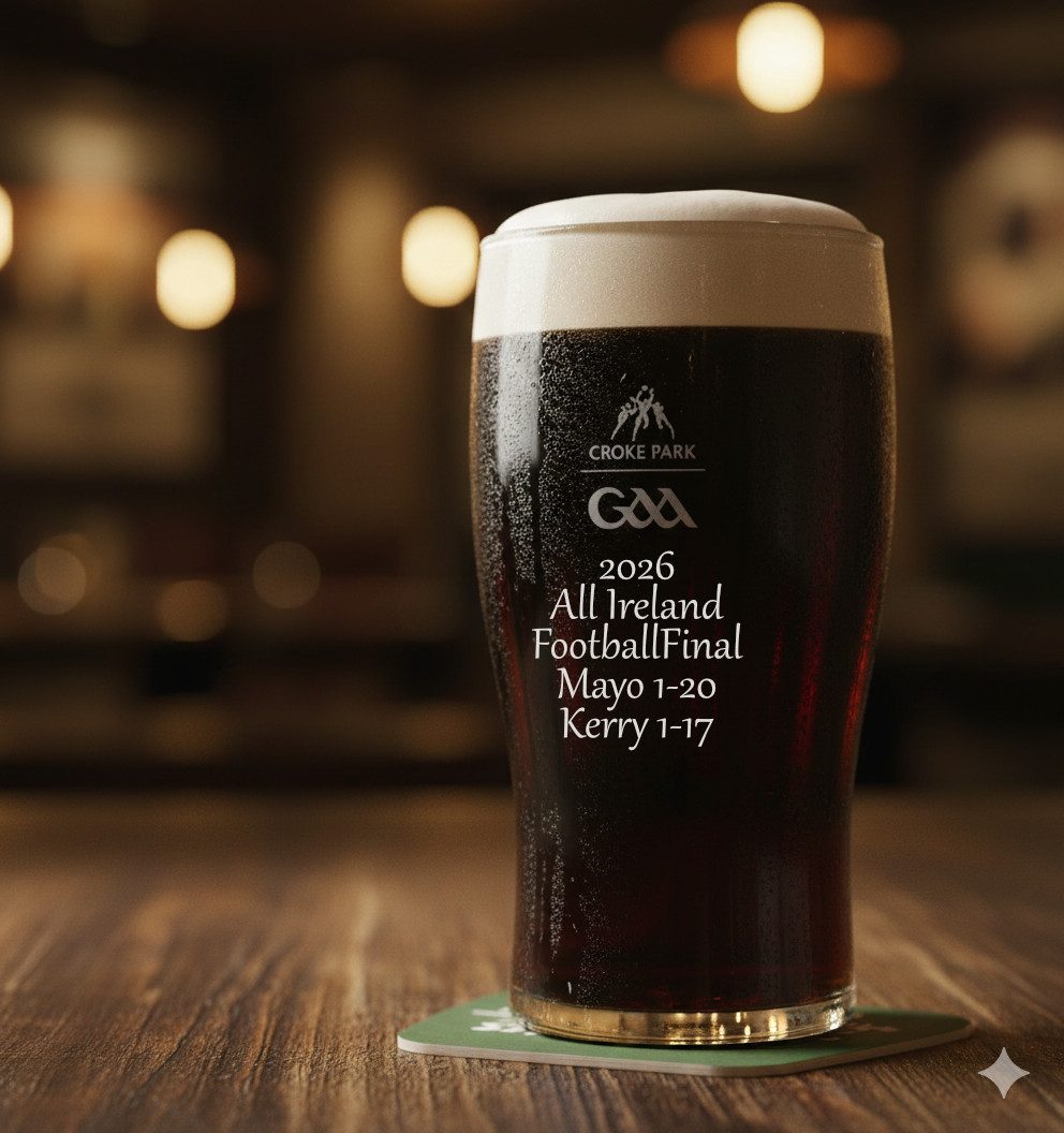 Mayo 2026 Football Final Win Gift Engraved GAA Croke Park Guinness Pint Glass…