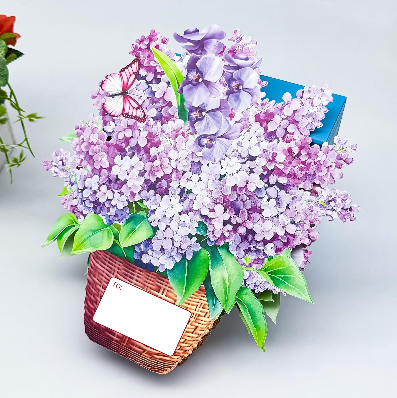 9.06 inches x 9.65 inches, Purple Lavender and Colorful Butterflies