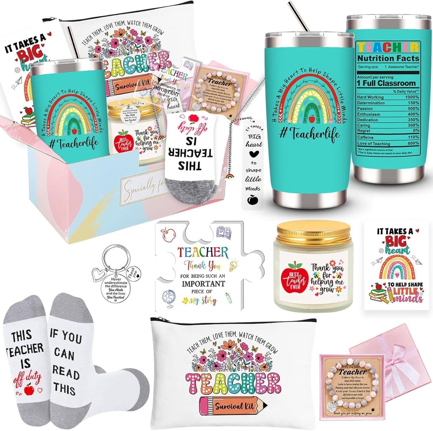 Teacher Appreciation Gifts: 20 OZ Tumbler Gifts Basket for Women, Christmas &…