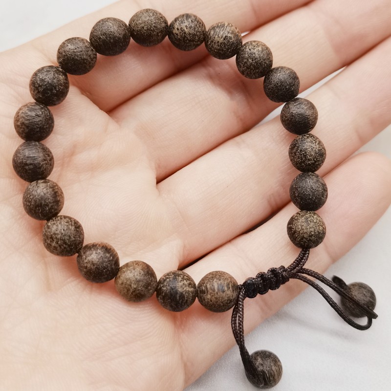 Fashion Agarwood 7mm Bead Bracelet Chinese Luck Meditation Mala Unisex Jewelry