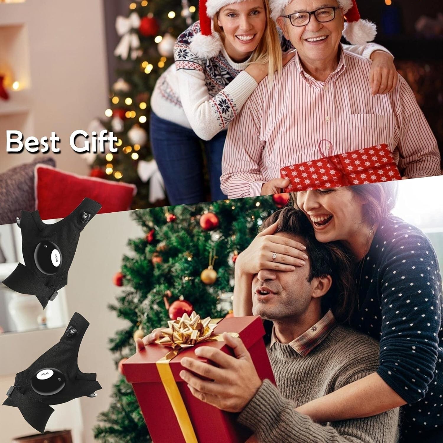 Cool LED Flashlight Gloves Birthday Xmas Gadget Gift For Men Dad Him BF Son Boy