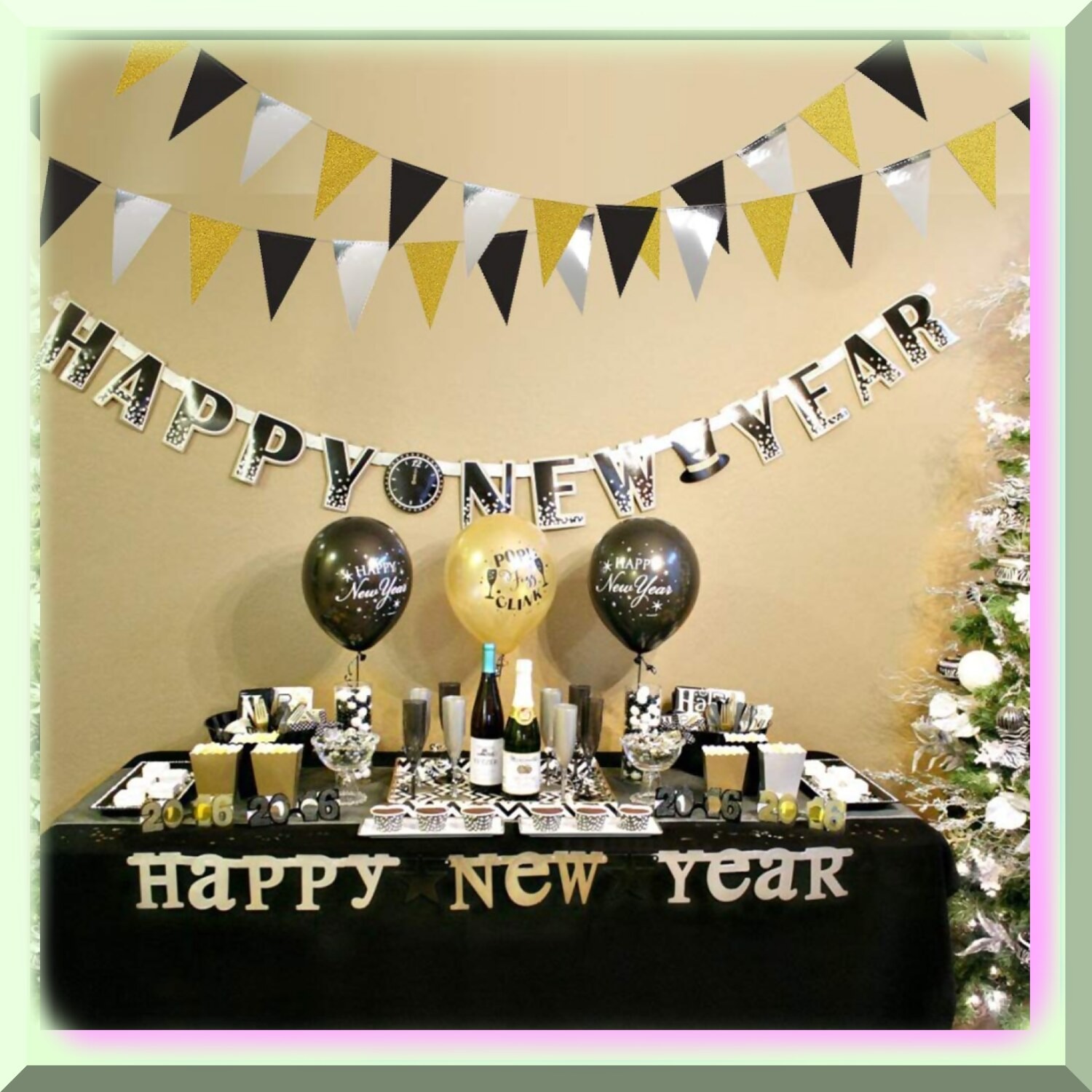 Shimmering Triangle Banner Set for Celebrations