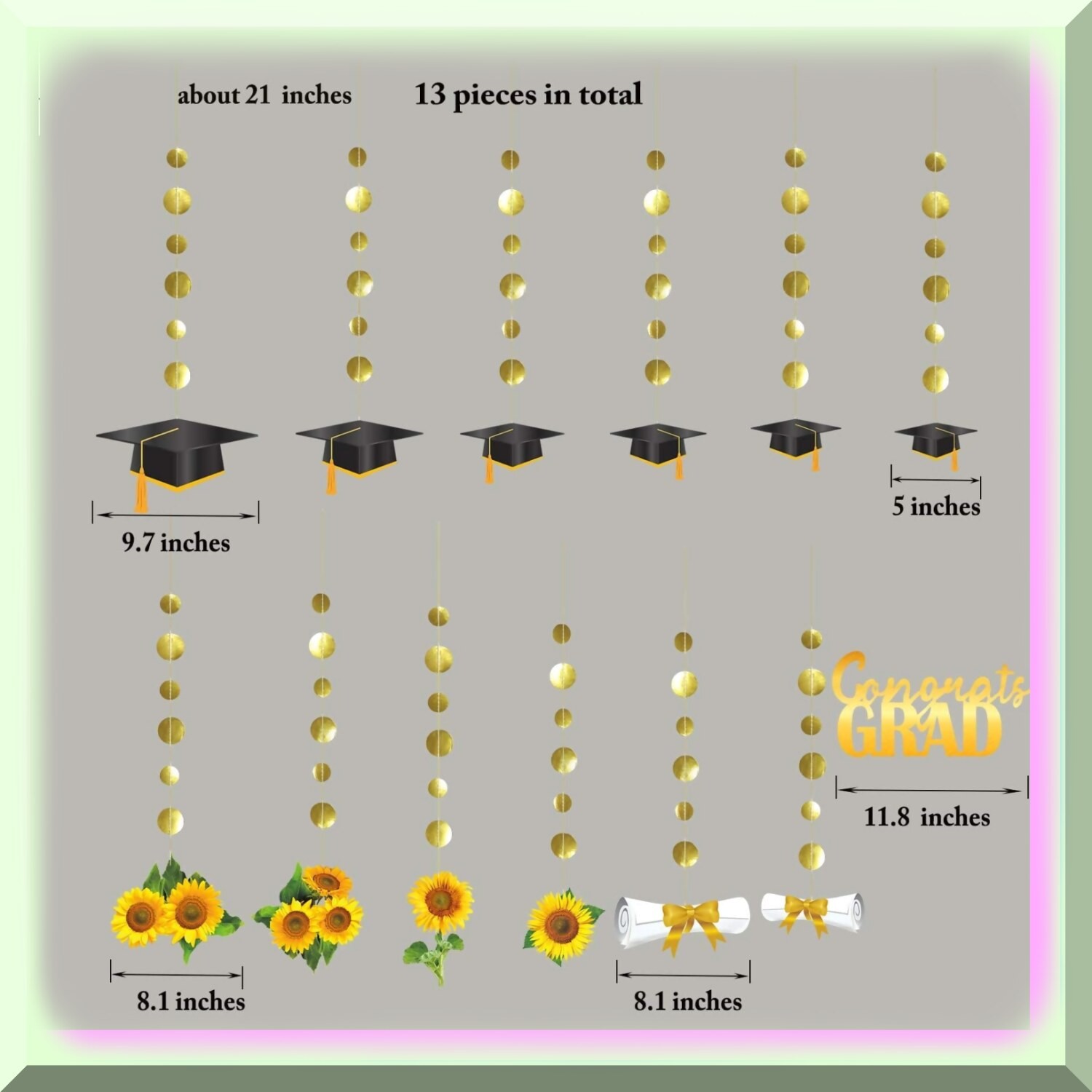 Sunflower Graduation Party Decor Set with Banner and Stars