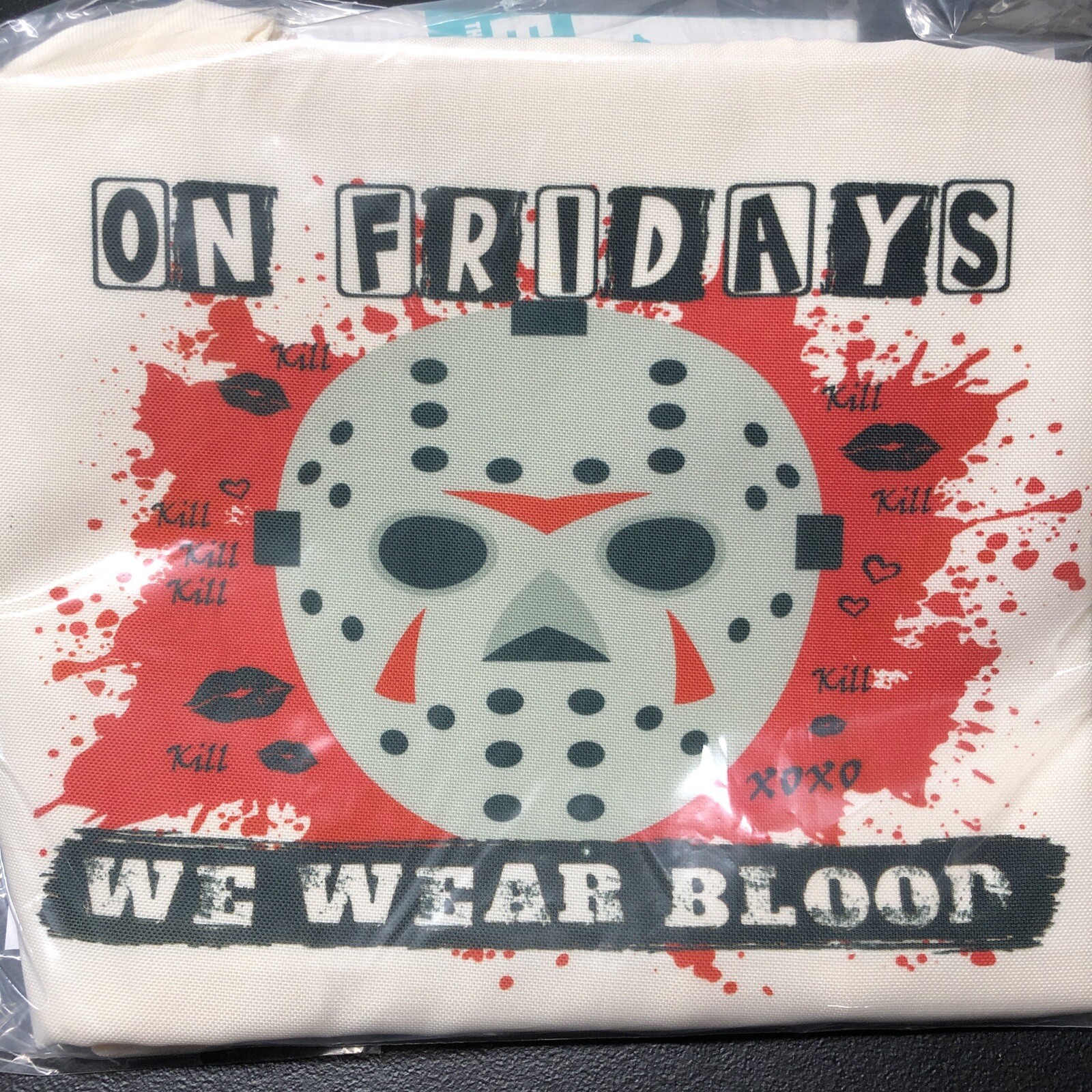Canvas Tote Bag Halloween Candy Sack “On Fridays We Wear Blood” Jason Voorheis