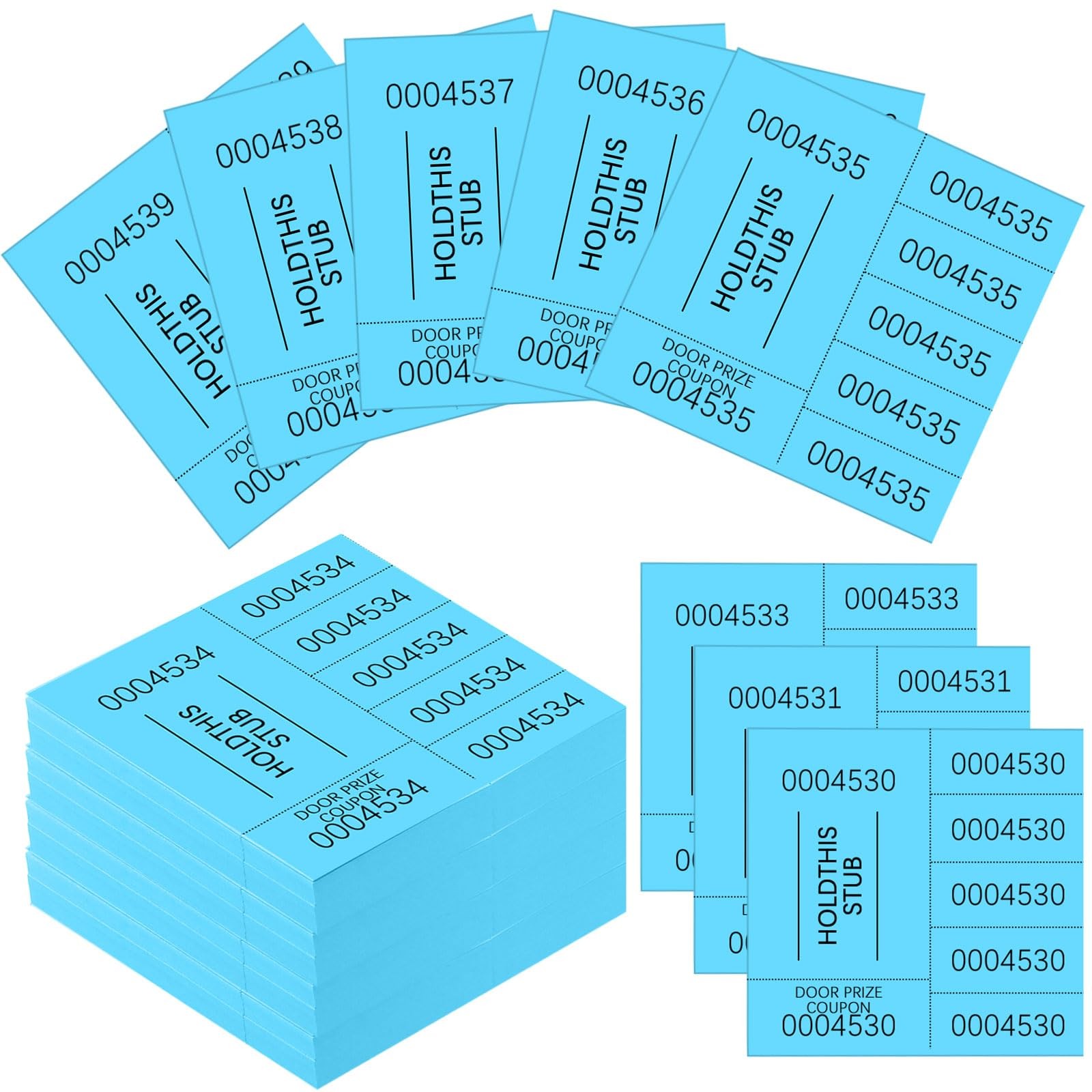504 Sheets Lake Blue 5Bid Numbered Raffle Auction Tickets For Event Bids