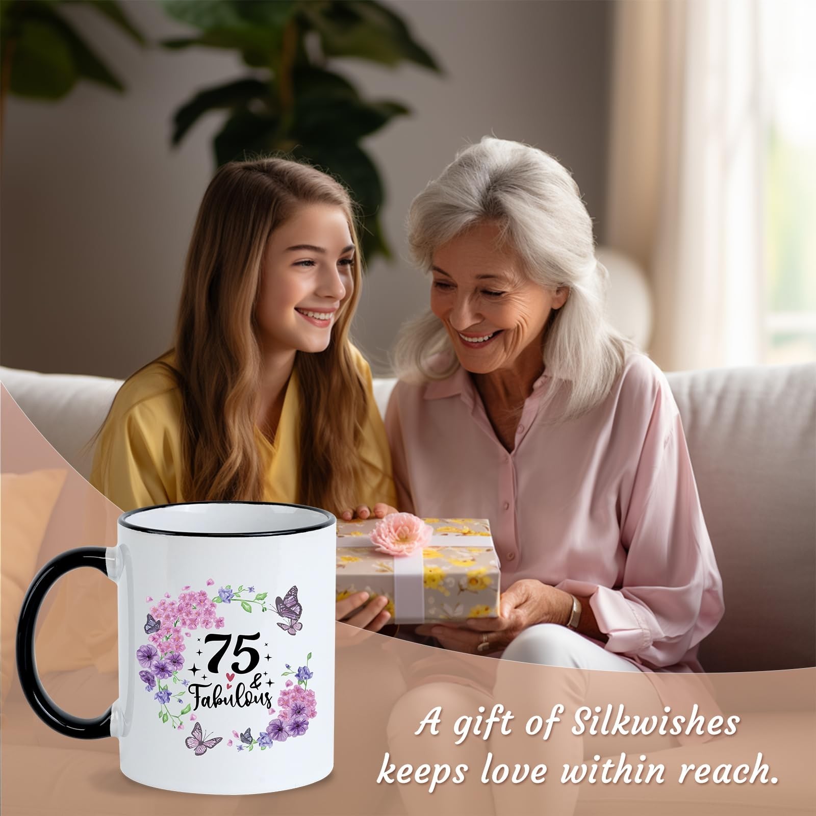 75th Birthday Gifts for Women 75th Birthday Cups 11Oz 75 and Fabulous Mug,Bir…