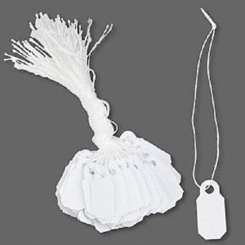 200 Small White Plastic Hanging Tags 3/8 x 7/8 in Jewelry,Craft Display Pricing
