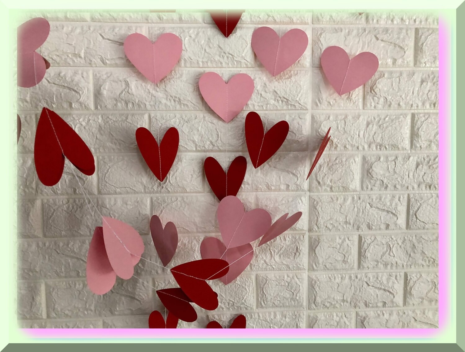Valentine’s Day Heart Garland with Red and Pink Hearts