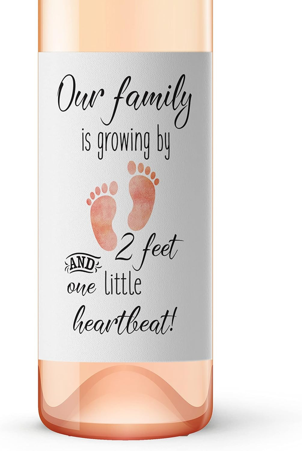 ● SET of 6 ● GENDER NEUTRAL Pregnancy Announcement Wine Labels – 2 Feet & 1 Litt