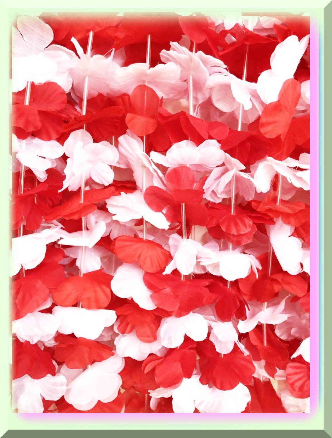 Red and White Tropical Flower Necklaces