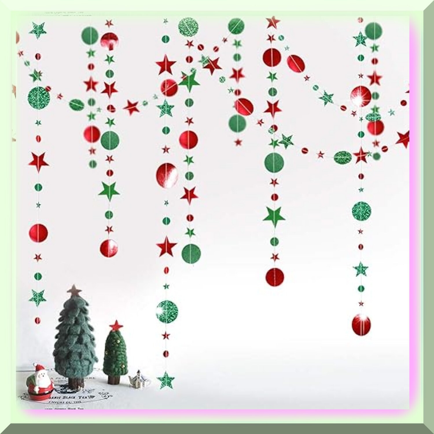 Sparkling Holiday Garland with Glitter Stars and Dots