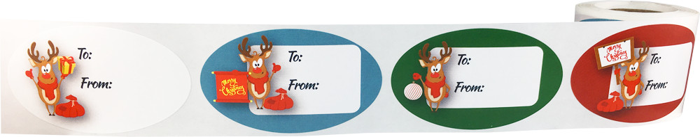 Rudolph Reindeer 4 Designs Gift Present Tags, 1.5 x 2.5 Inches, 100 Labels Total