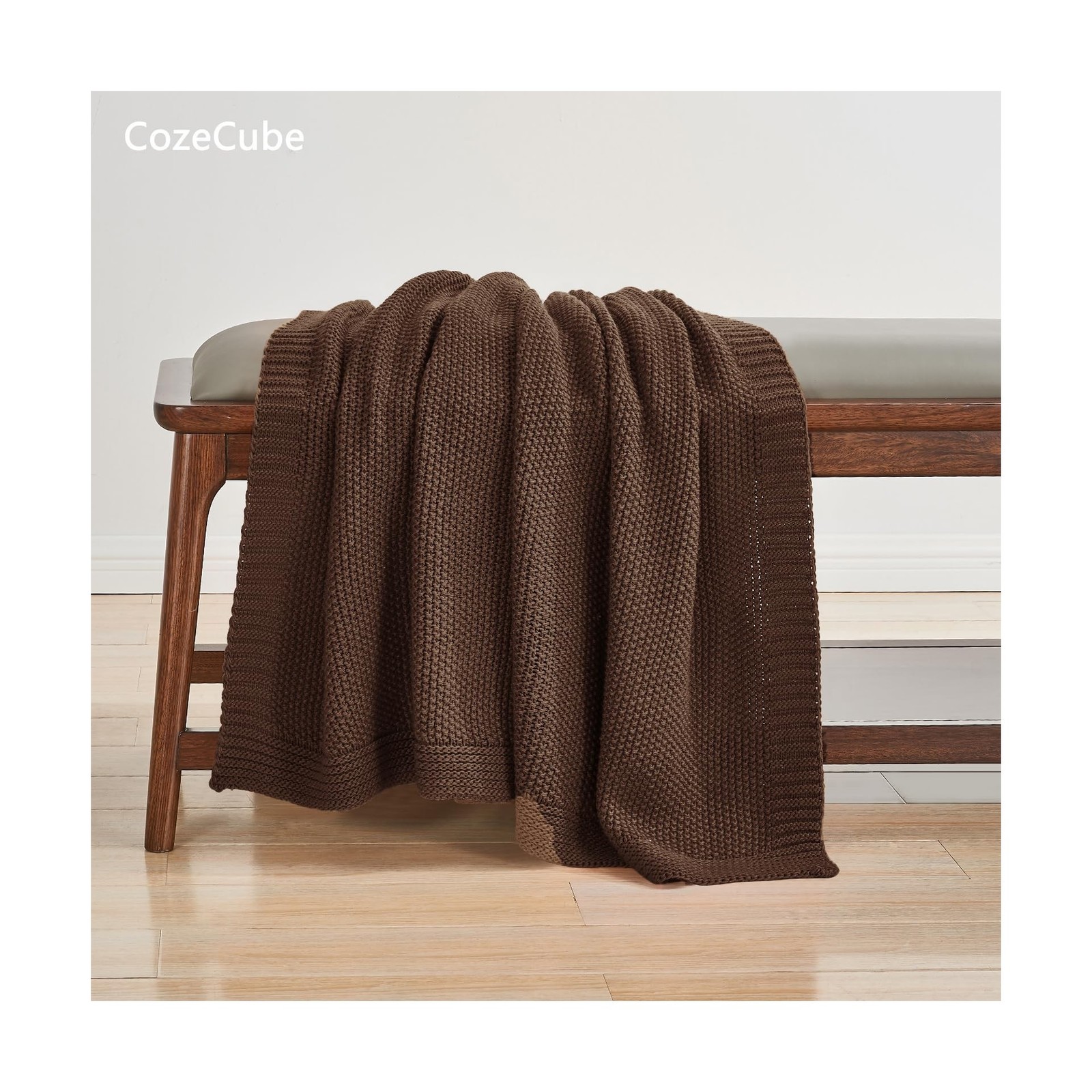 CozeCube Brown Throw Blanket for Couch, Soft Cozy Cable Knit Throw … Fast Ship