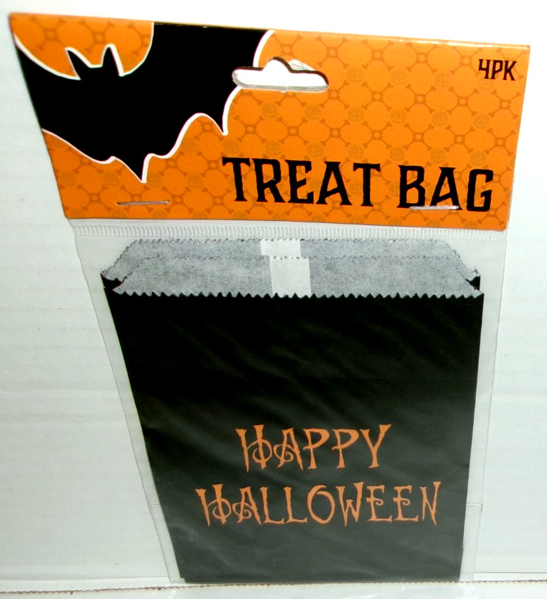 HALLOWEEN ~ Treat Bags ~ 4″ X 6″ ~ HAPPY HALLOWEEN ~ 4 Pieces
