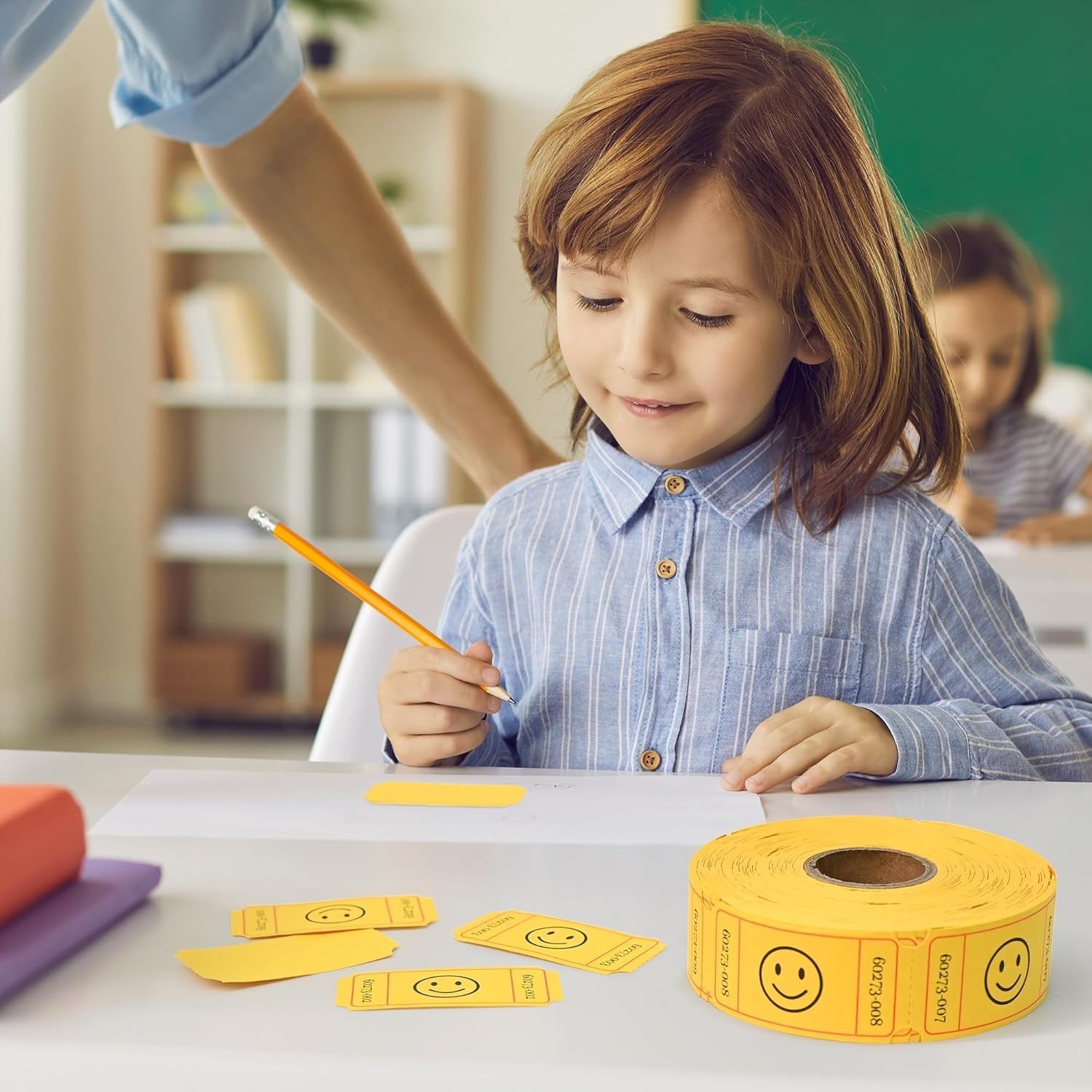 500 Raffle Tickets, Smile,Yellow6 Color Selection, Single Roll, Ticket for Ev…