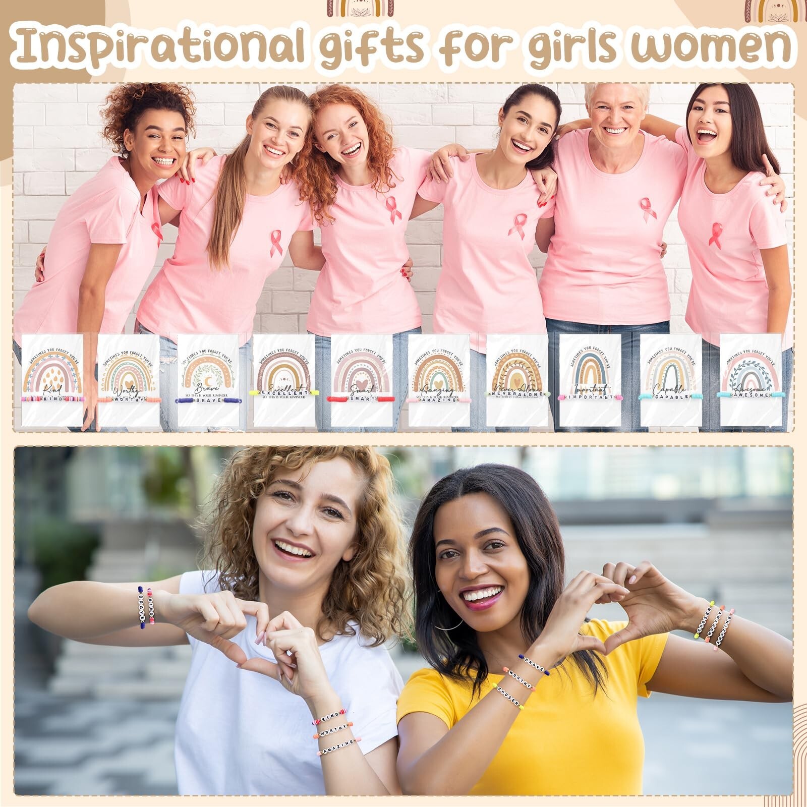 20 Sets Inspirational Gifts for Women Friendship Bracelets Motivational Brace…