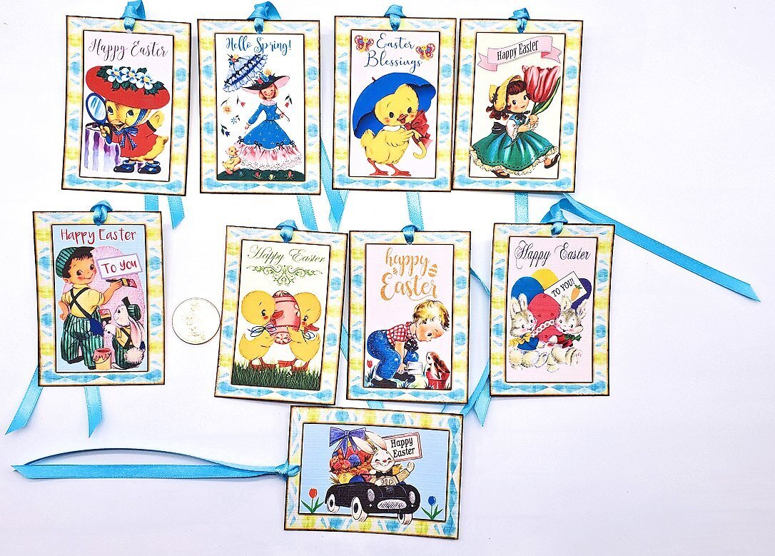 9-Easter-Retro-1950’s-Mid Century-Junk Journal-Linen Cardstock-Gift-Hang-Tags