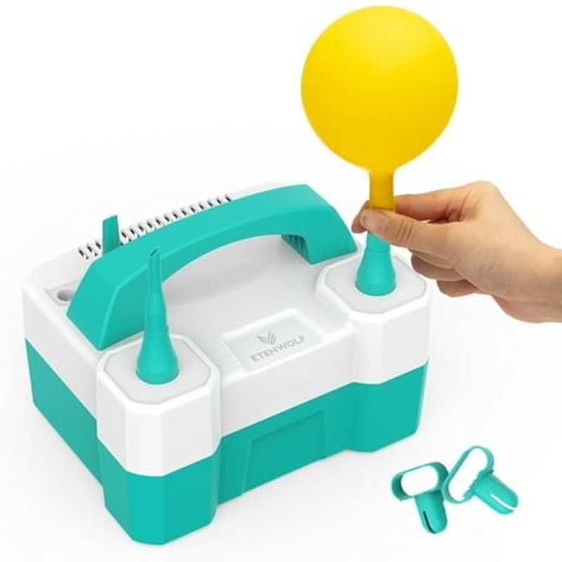 BRAND NEW ~ Green & White Electric Party Balloon Pump & 2 Nozzles 110V 550W