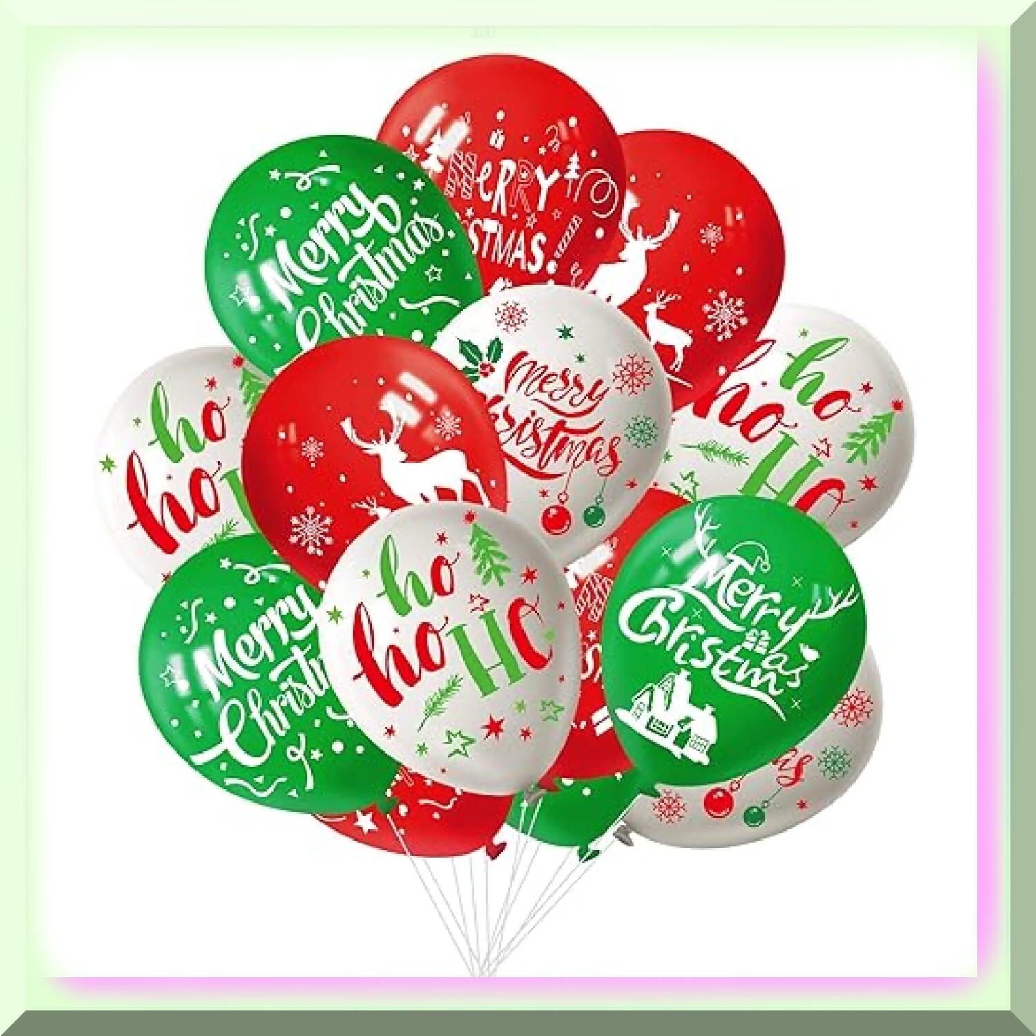 50 Latex Balloons 12 Inch Red White Green
