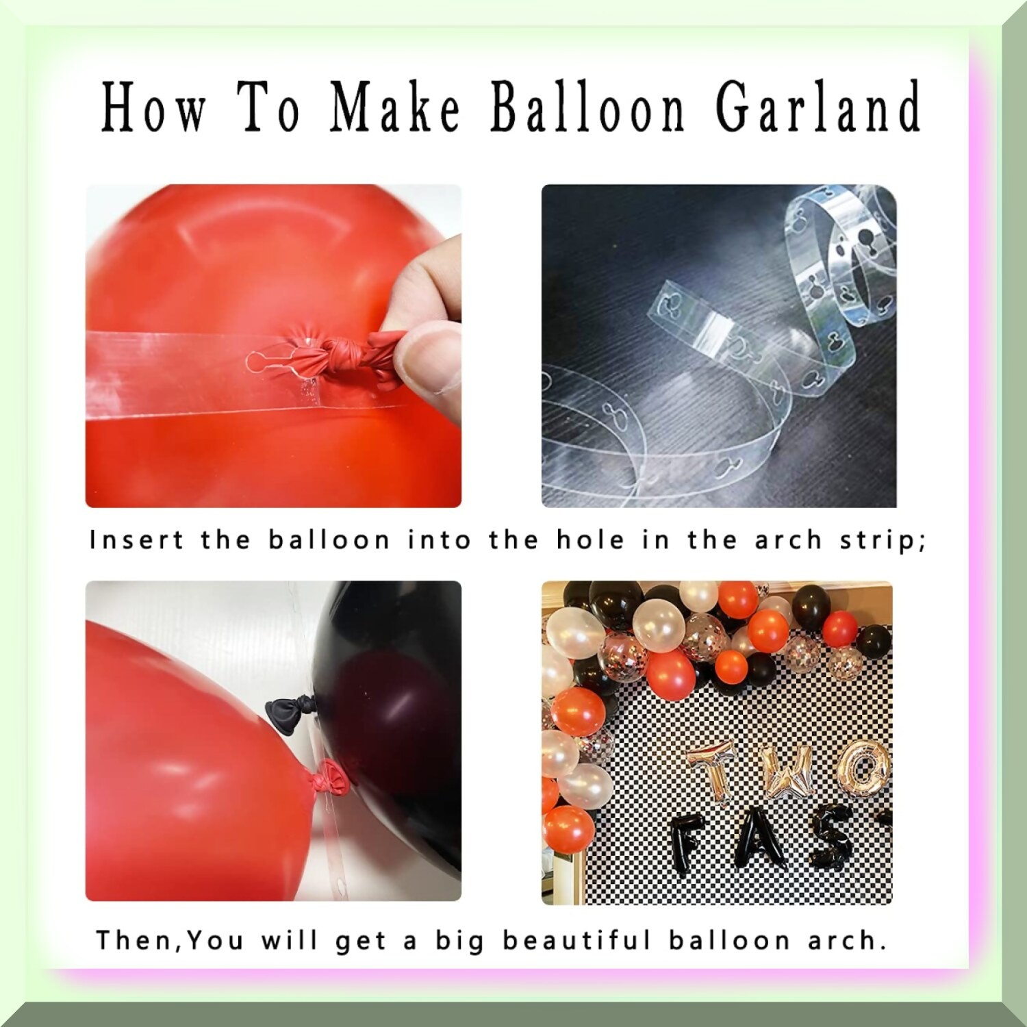 Balloon Arch Kit Red Black White Silver