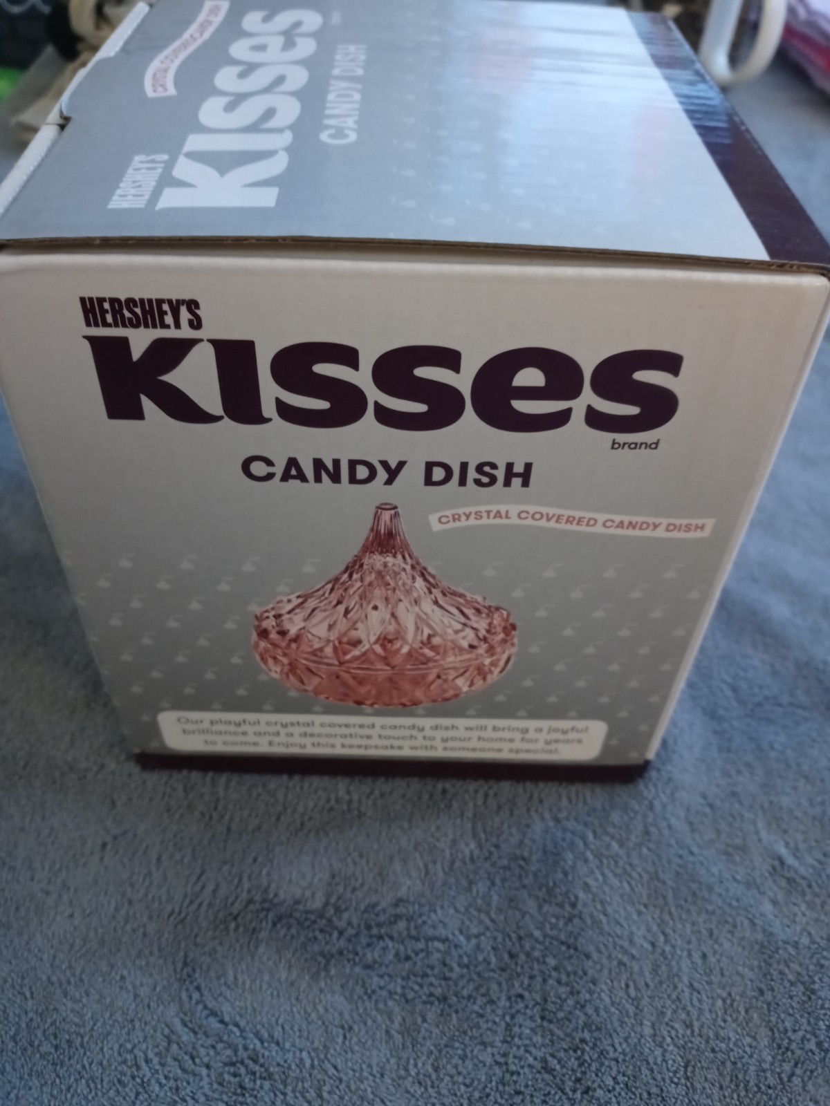 Glass Hershey Kiss Candy Dish – Crystal covered Pink NEW