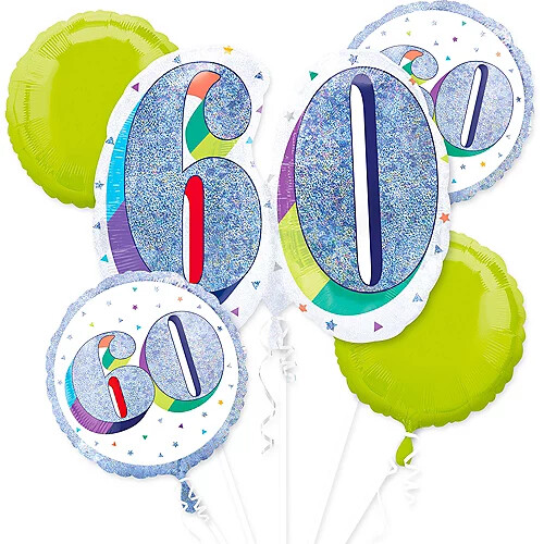 Prismatic Here’s to Your 60th Birthday Balloon Bouquet 5pc -NEW!!