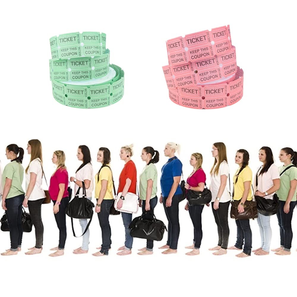 8000 Assorted Raffle Ticket Rolls, Double Raffle Tickets Set of 4 Colors Prin…