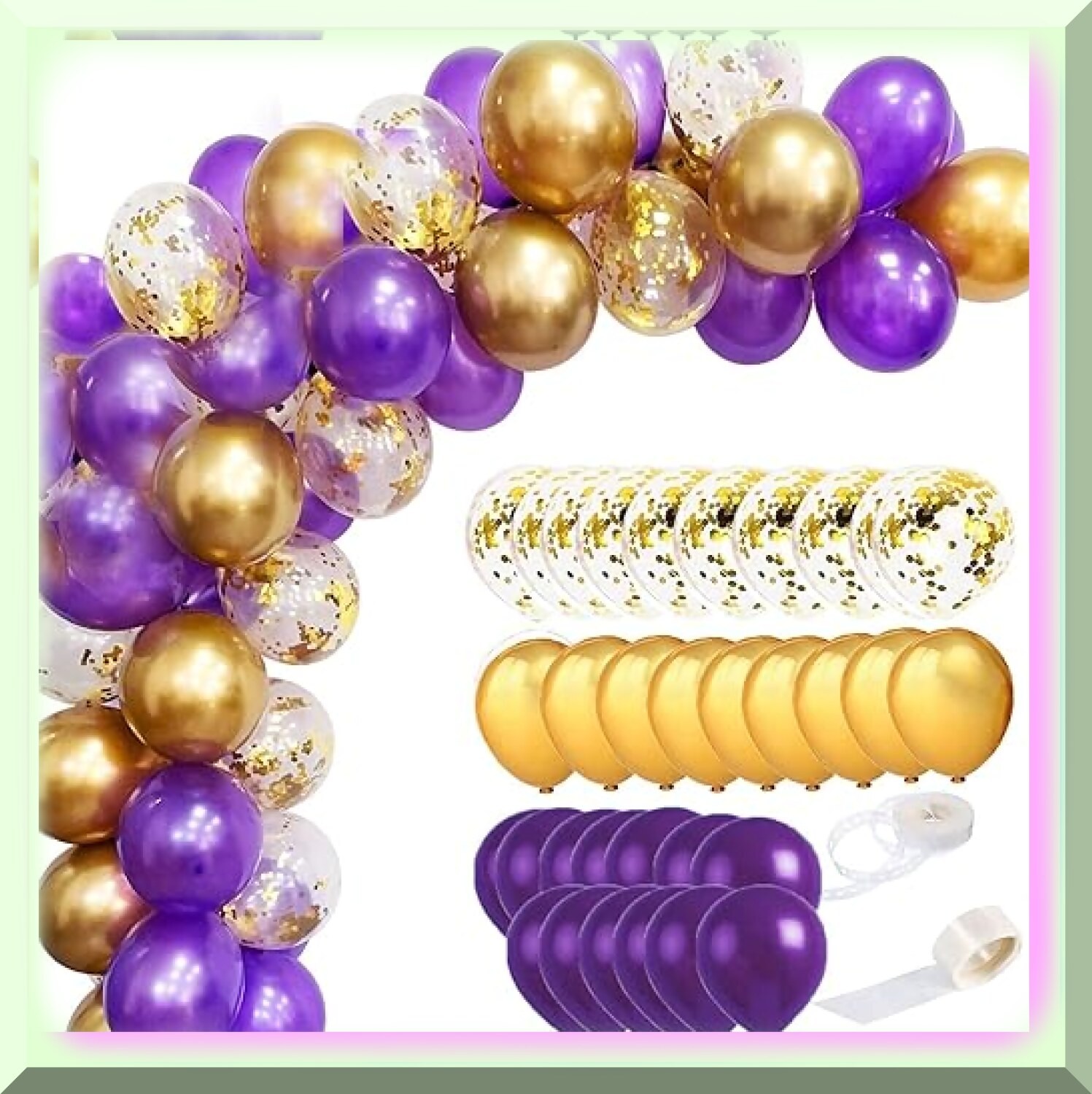 Purple and Gold Graduation Balloon Set 45 Pieces