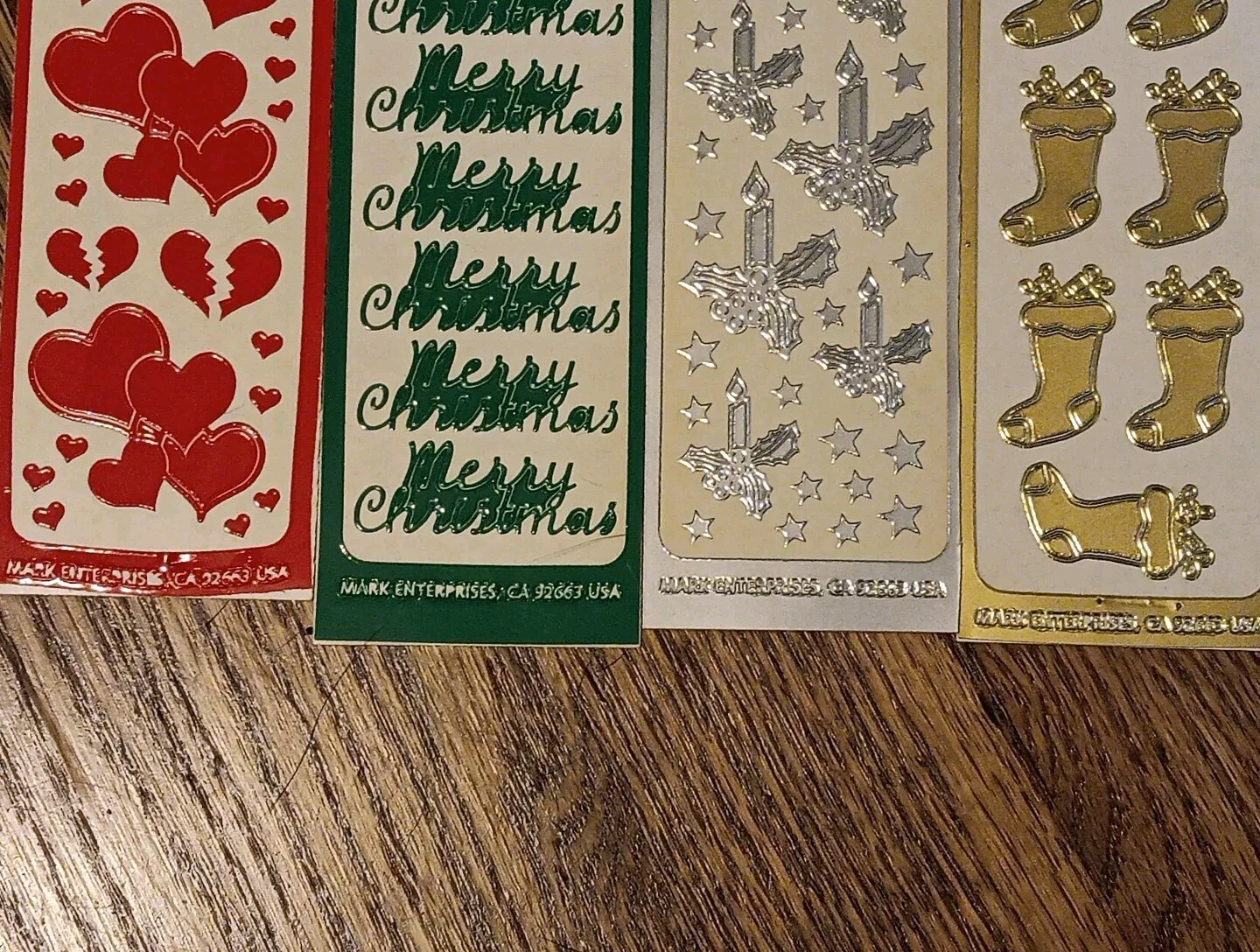 Mark Enterprises Class A Peels Christmas Heart Stickers Sheets Lot Gold Stocking