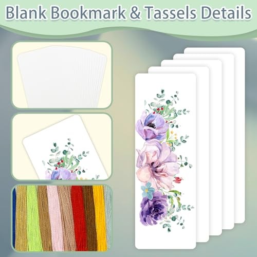 100 PCS Blank Bookmarks, 100 PCS Clear Bookmark Sleeves and 100 Colorful