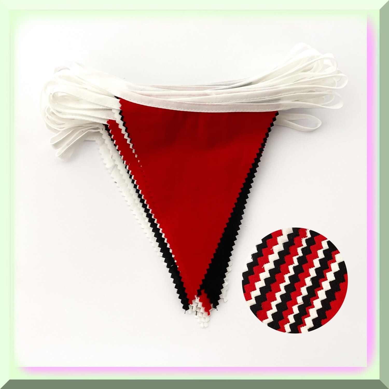 Colorful Fabric Triangle Flag Bunting 36 Flags 32.8ft