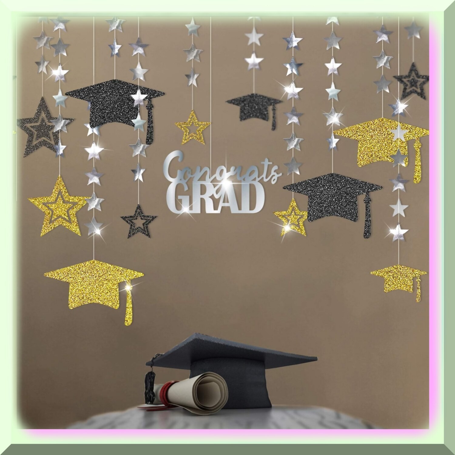 Starry Night Graduation Party Decorations Banner and Garland Set