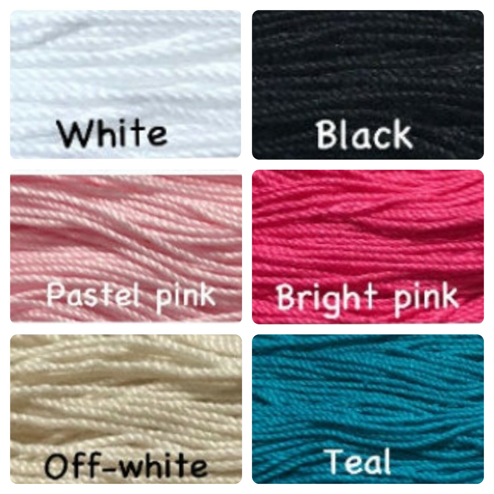 Hang tag string white pink black off white teal knotted string tied or not tied