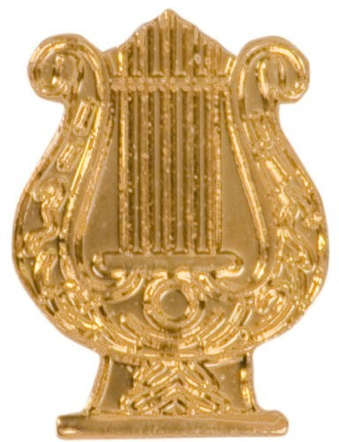 Gold Finish Metal Music Lyre Pin TIE TACK Band School Varsity Insignia Chenille