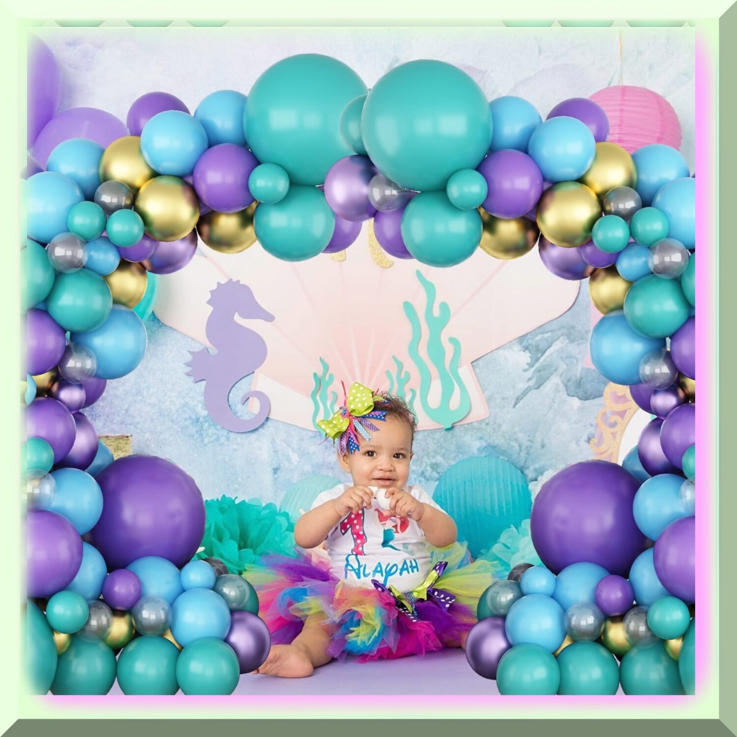 Mermaid Balloon Garland Kit with 92 Latex Balloons